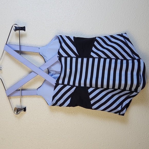Lululemon Work It Out Tank Sea Stripe Polar Haze Black / Black Size 6 - Picture 2 of 7